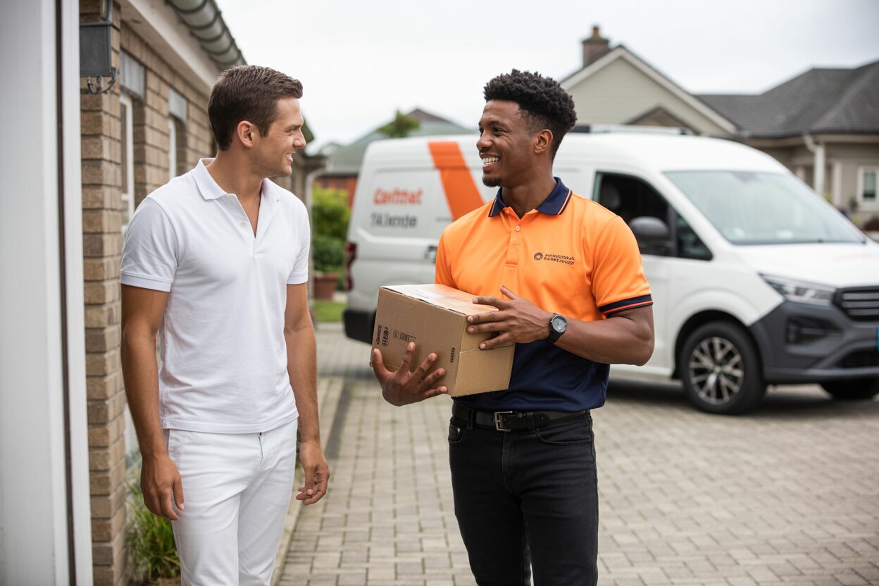 Bezorger brengt pakketje