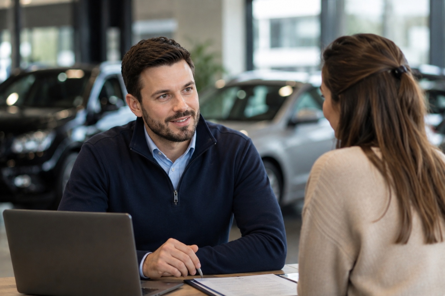 Leaseadviseur bespreekt een auto abonnement met klant